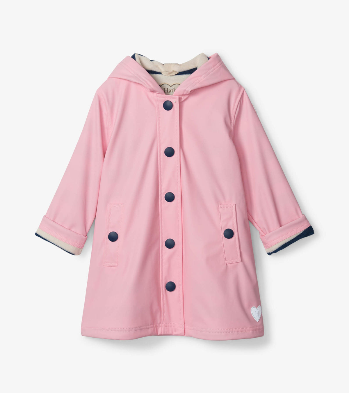 Girls Pink & Navy Button-Up Rain Jacket | Hatley US Girls