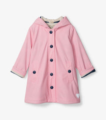 Girls Pink & Navy Button-Up Rain Jacket | Hatley US Girls