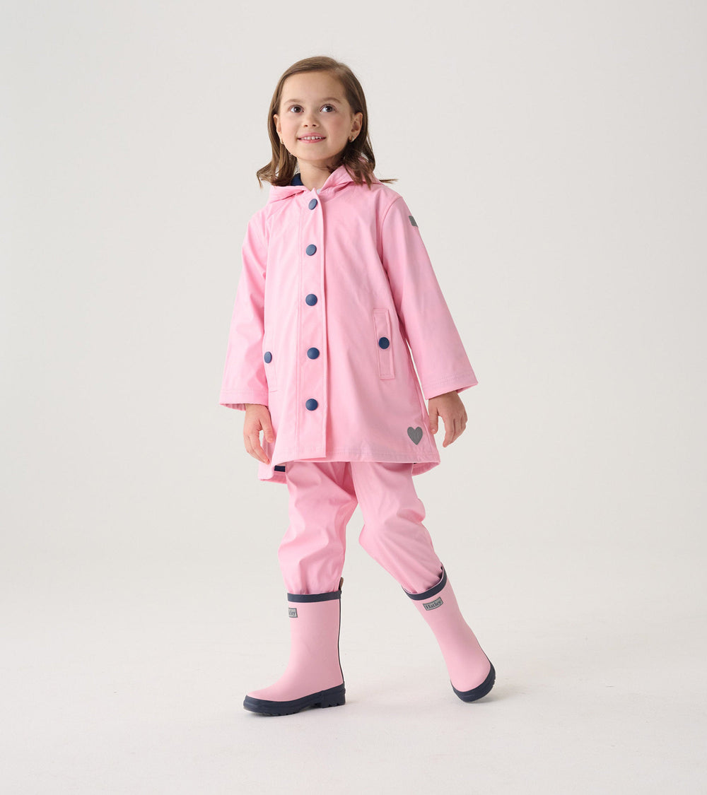 Girls Pink & Navy Button-Up Rain Jacket | Hatley US Girls
