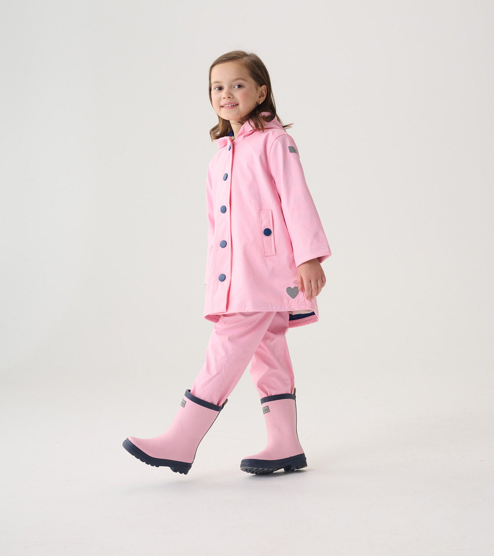 Girls Pink & Navy Button-Up Rain Jacket | Hatley US Girls