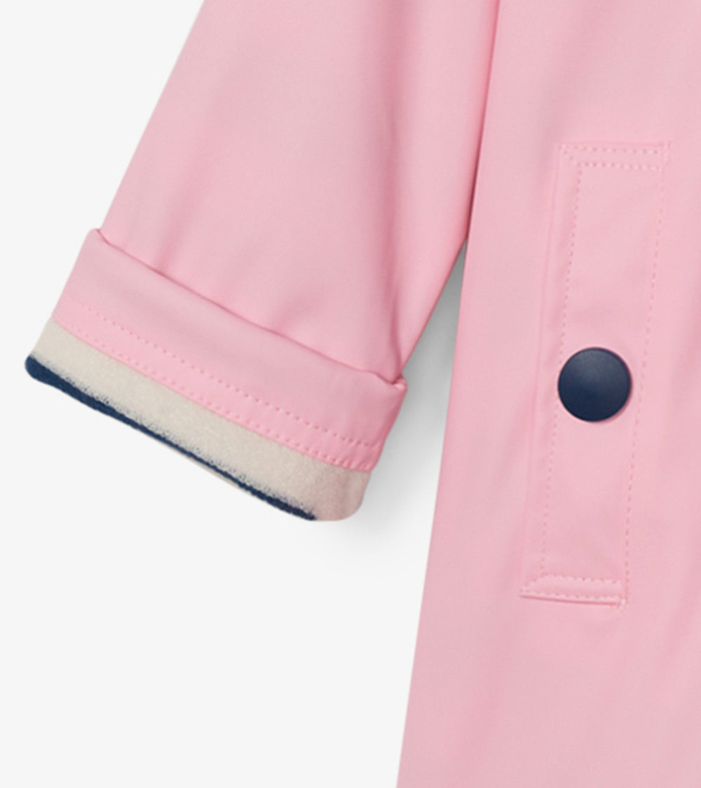 Girls Pink & Navy Button-Up Rain Jacket | Hatley US Girls
