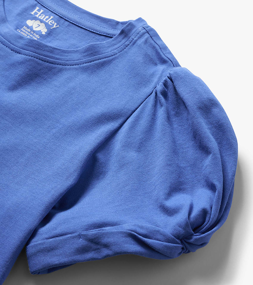 Girls Amparo Blue Twisted Sleeve T-Shirt | Hatley Discount Girls