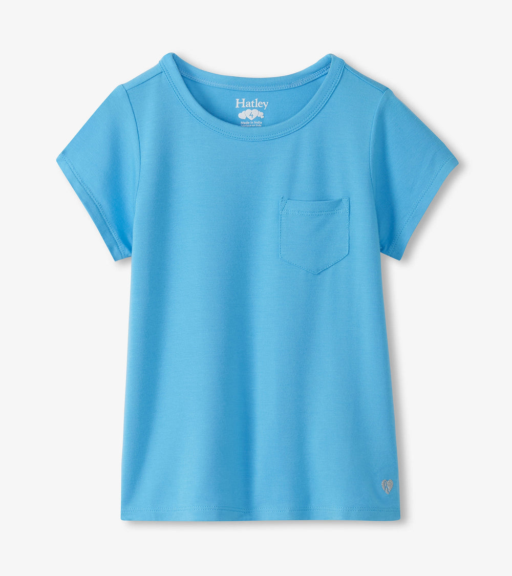 Girls Baby Blue Pocket T-Shirt | Hatley Discount Girls