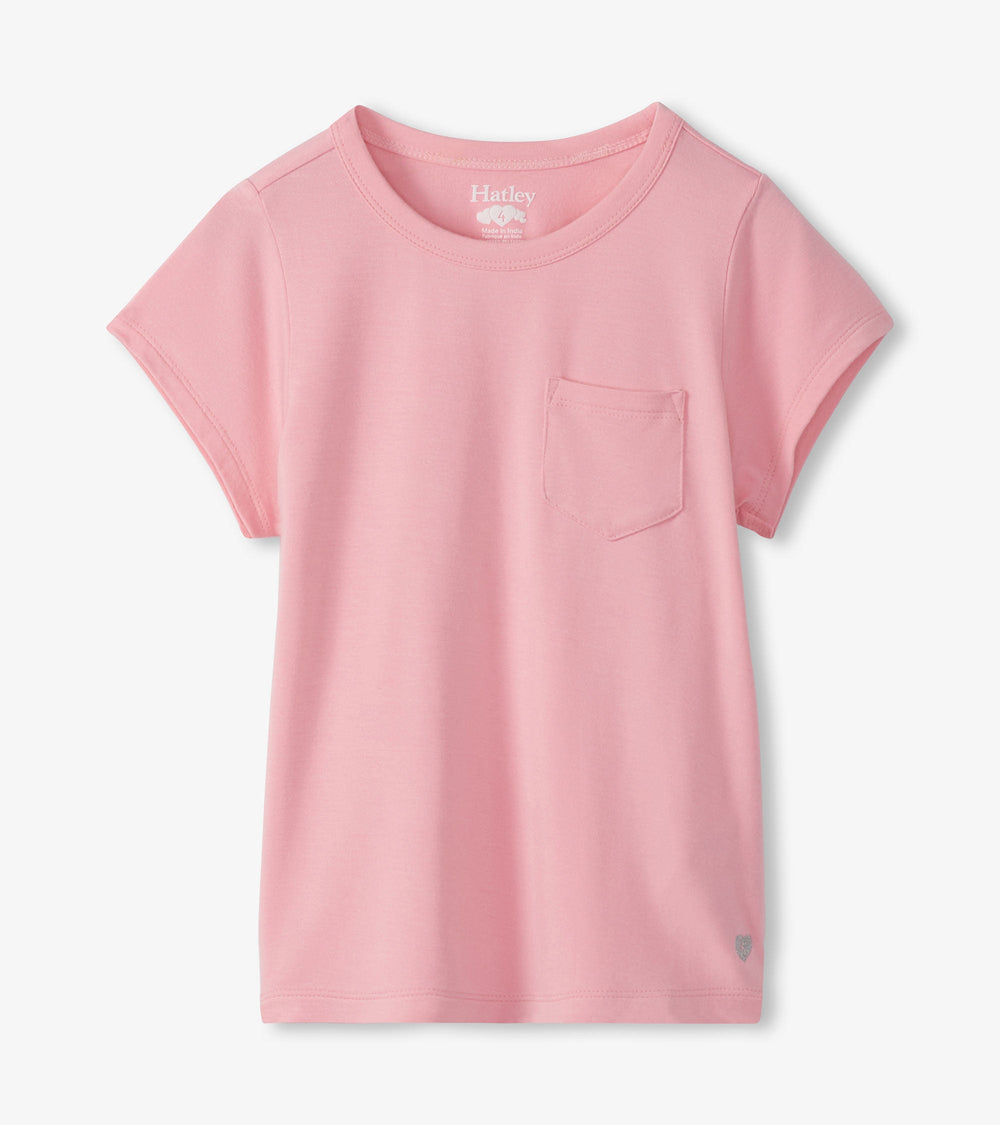 Girls Candy Pink Pocket T-Shirt | Hatley For Girls