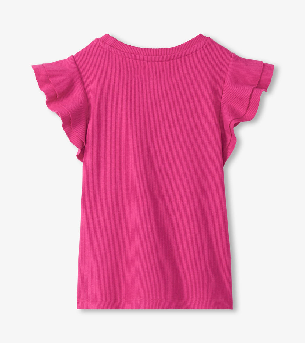 Girls Raspberry Rose Ruffle Sleeve Tank | Hatley Discount Girls