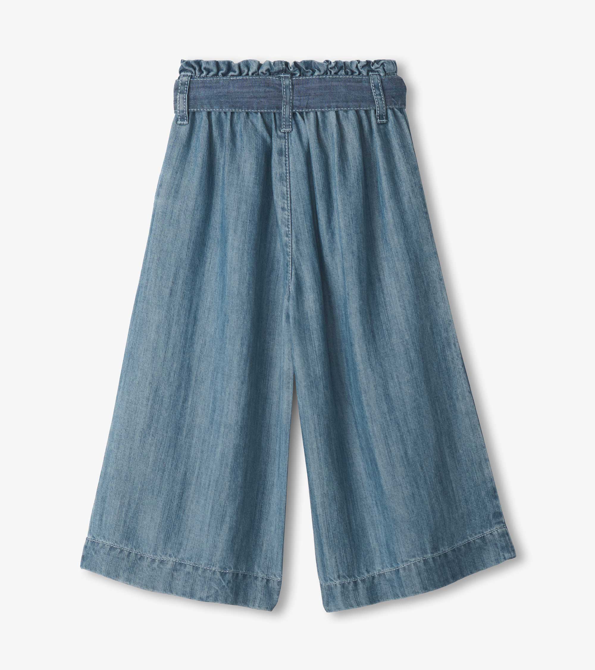 Girls Smokey Blue Wash Cropped Paperbag Pants | Hatley Outlet Girls
