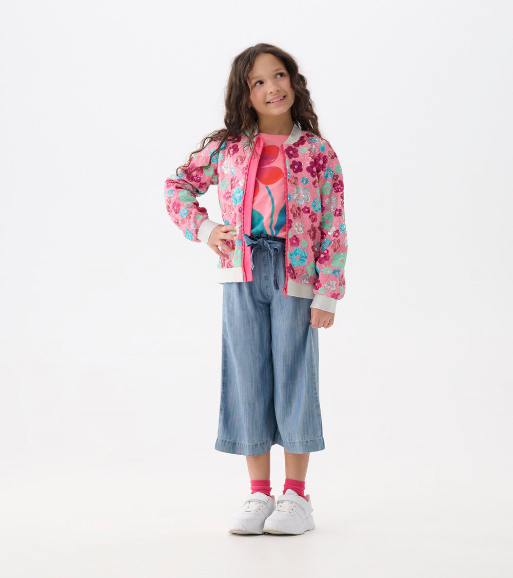 Girls Smokey Blue Wash Cropped Paperbag Pants | Hatley Outlet Girls