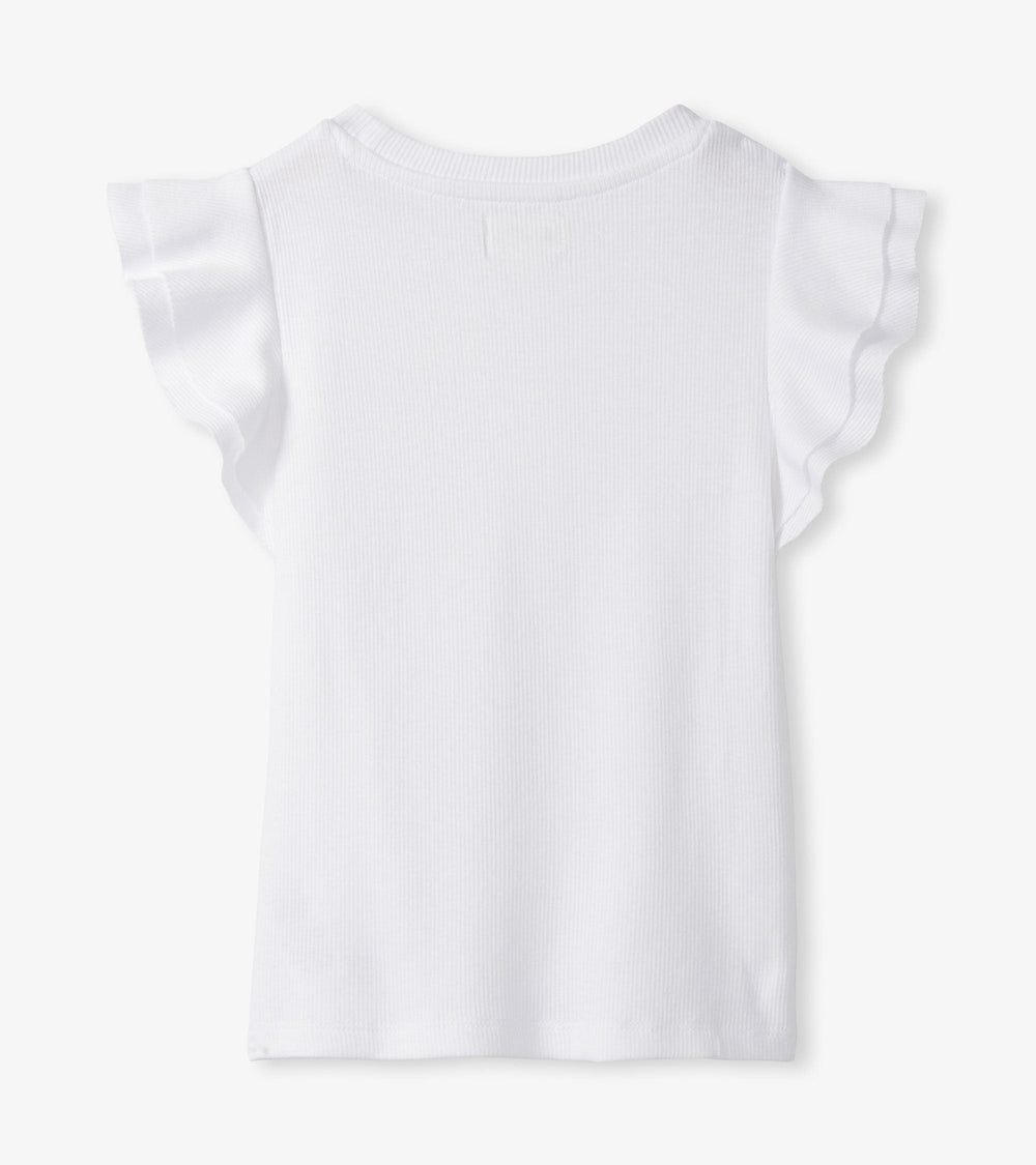 Girls White Ruffle Sleeve Tank | Hatley Discount Girls