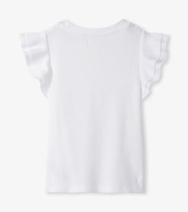 Girls White Ruffle Sleeve Tank | Hatley Discount Girls