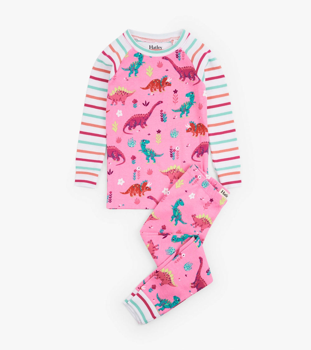 Girls Darling Dinos Cotton Raglan Pajama Set | Hatley Outlet Girls