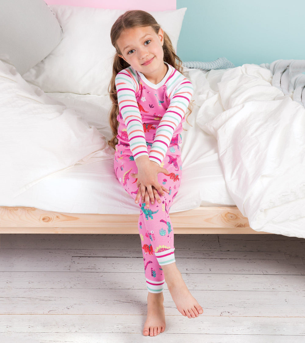 Girls Darling Dinos Cotton Raglan Pajama Set | Hatley Outlet Girls