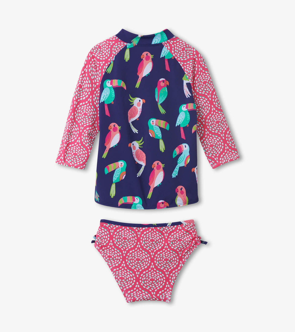 Girls Navy Tropical Birds Rashguard Set | Hatley Onsale Girls