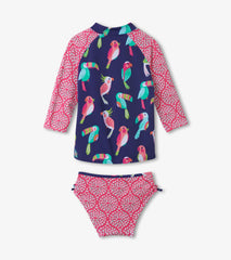 Girls Navy Tropical Birds Rashguard Set | Hatley Onsale Girls