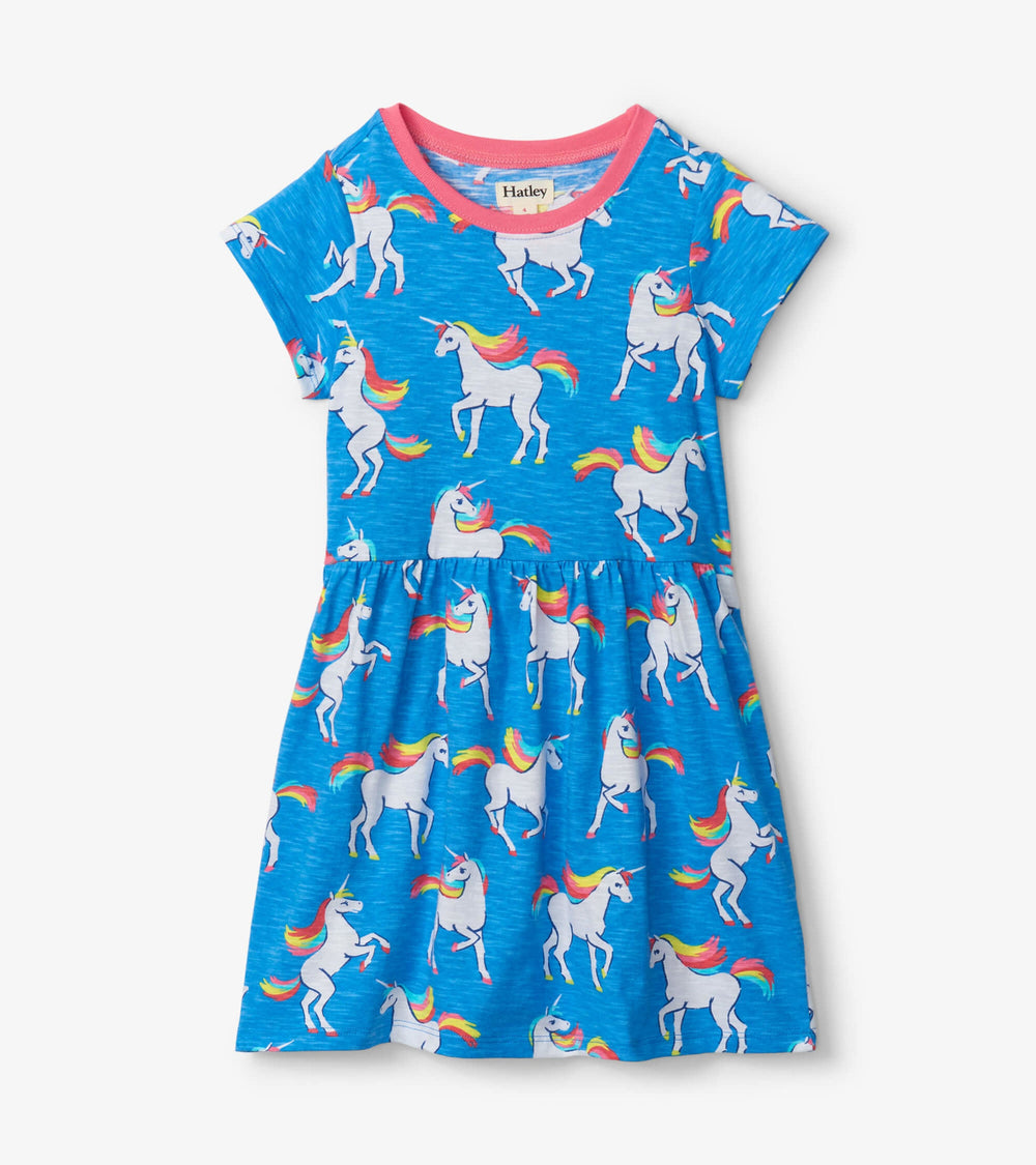 Unicorn Sky Dance Short Sleeved Skater Dress | Hatley Girls