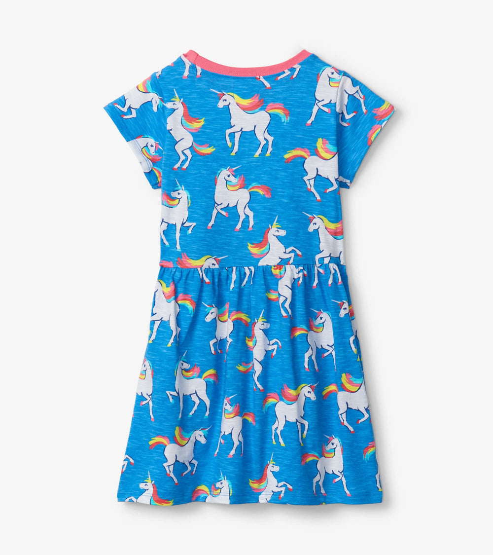 Unicorn Sky Dance Short Sleeved Skater Dress | Hatley Girls