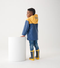 Kids Yellow & Navy Zip-Up Rain Jacket | Hatley US Boys|Girls