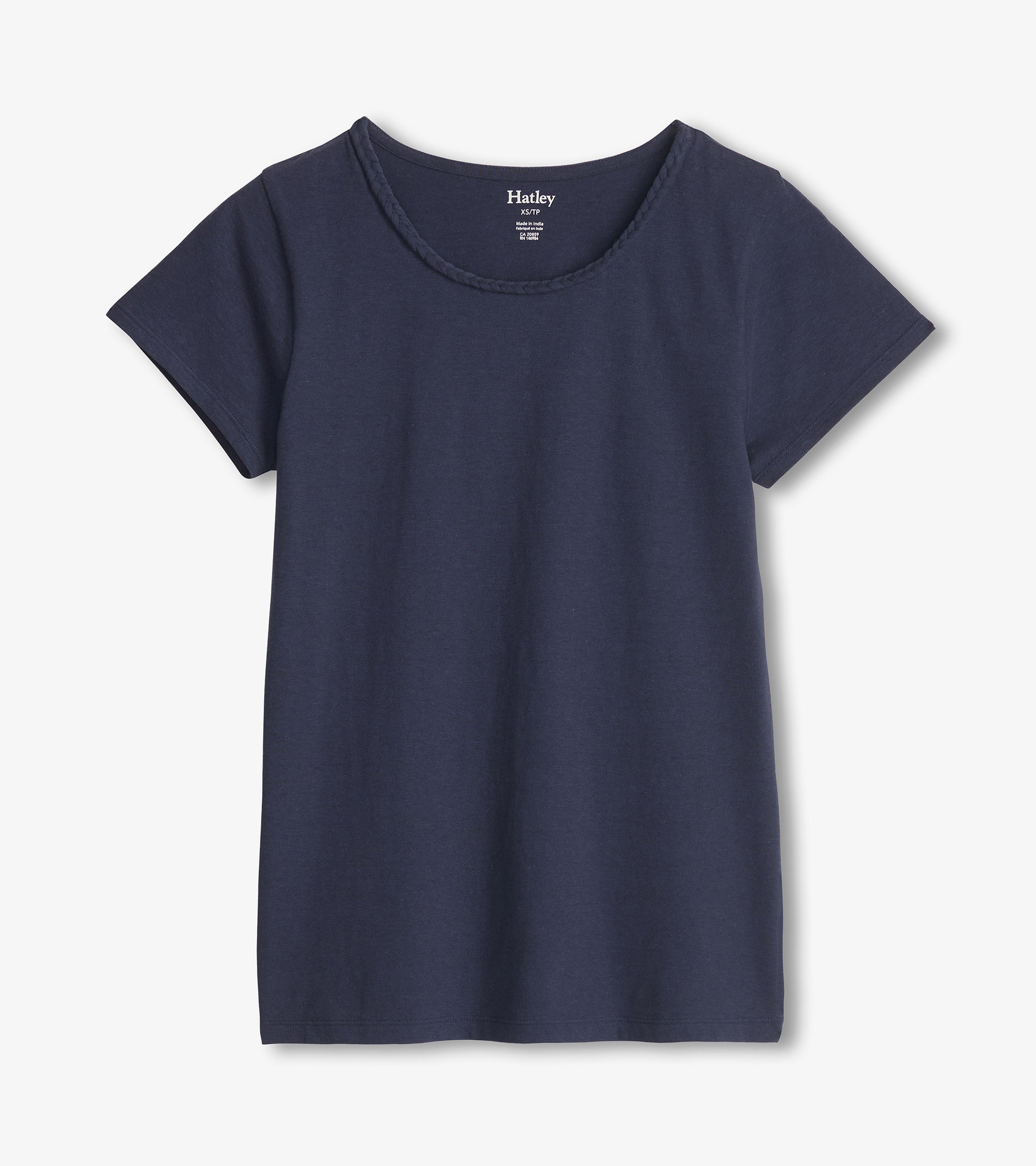 Braided Neck Tee - Navy | Hatley