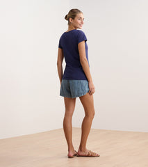Braided Neck Tee - Navy | Hatley