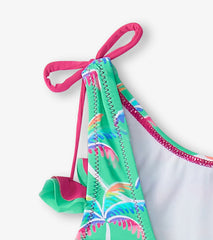 Girls Rainbow Palm Shoulder Shoulder Bow Swimsuit | Hatley Discount Girls