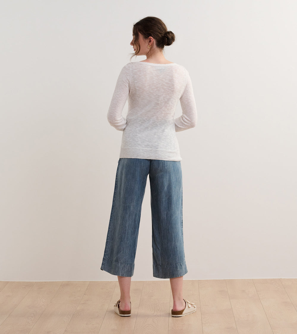 3/4 Sleeve Knit Breton - White | Hatley Discount Women