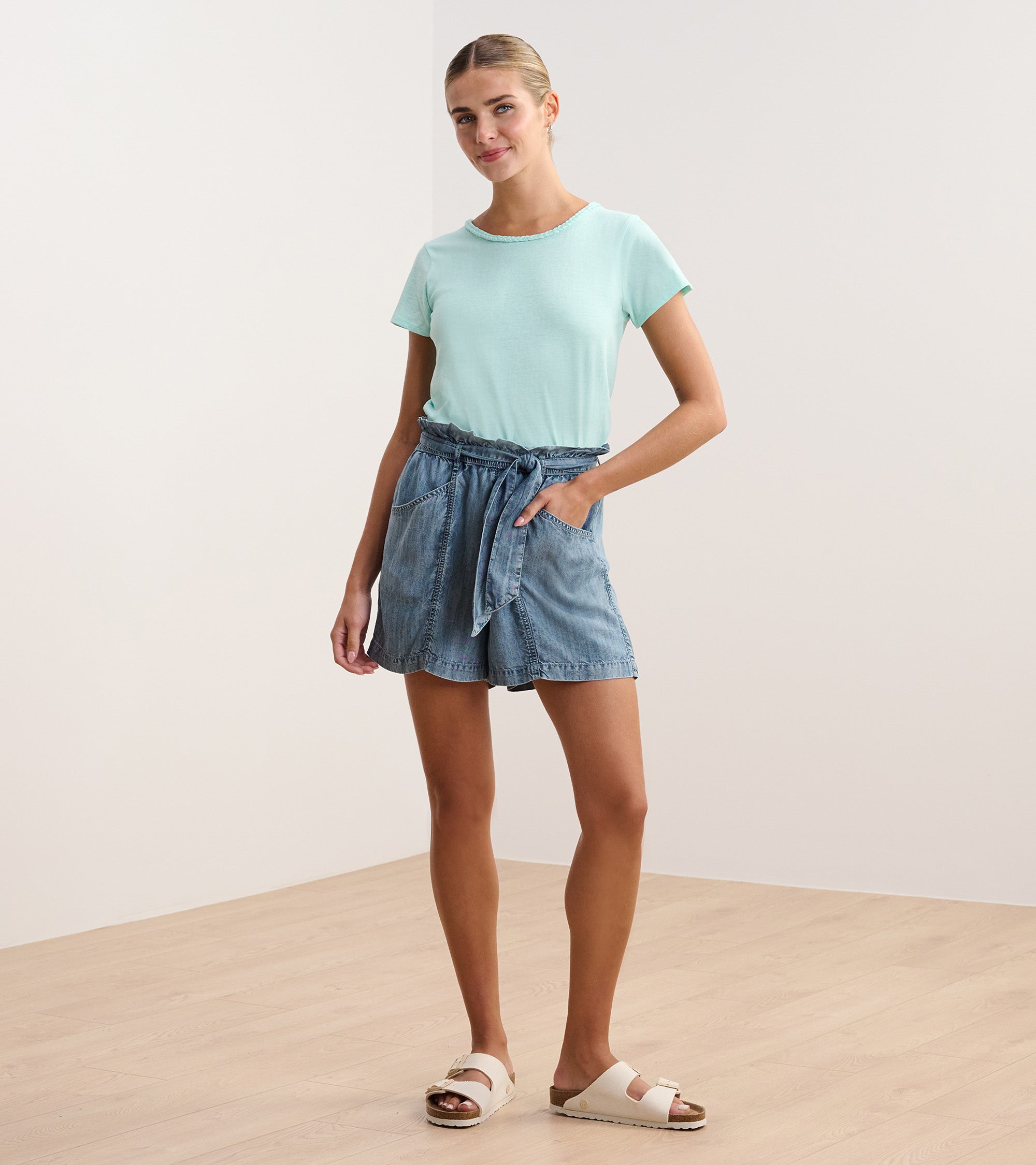 Braided Neck Tee - Aruba Blue | Hatley For Women
