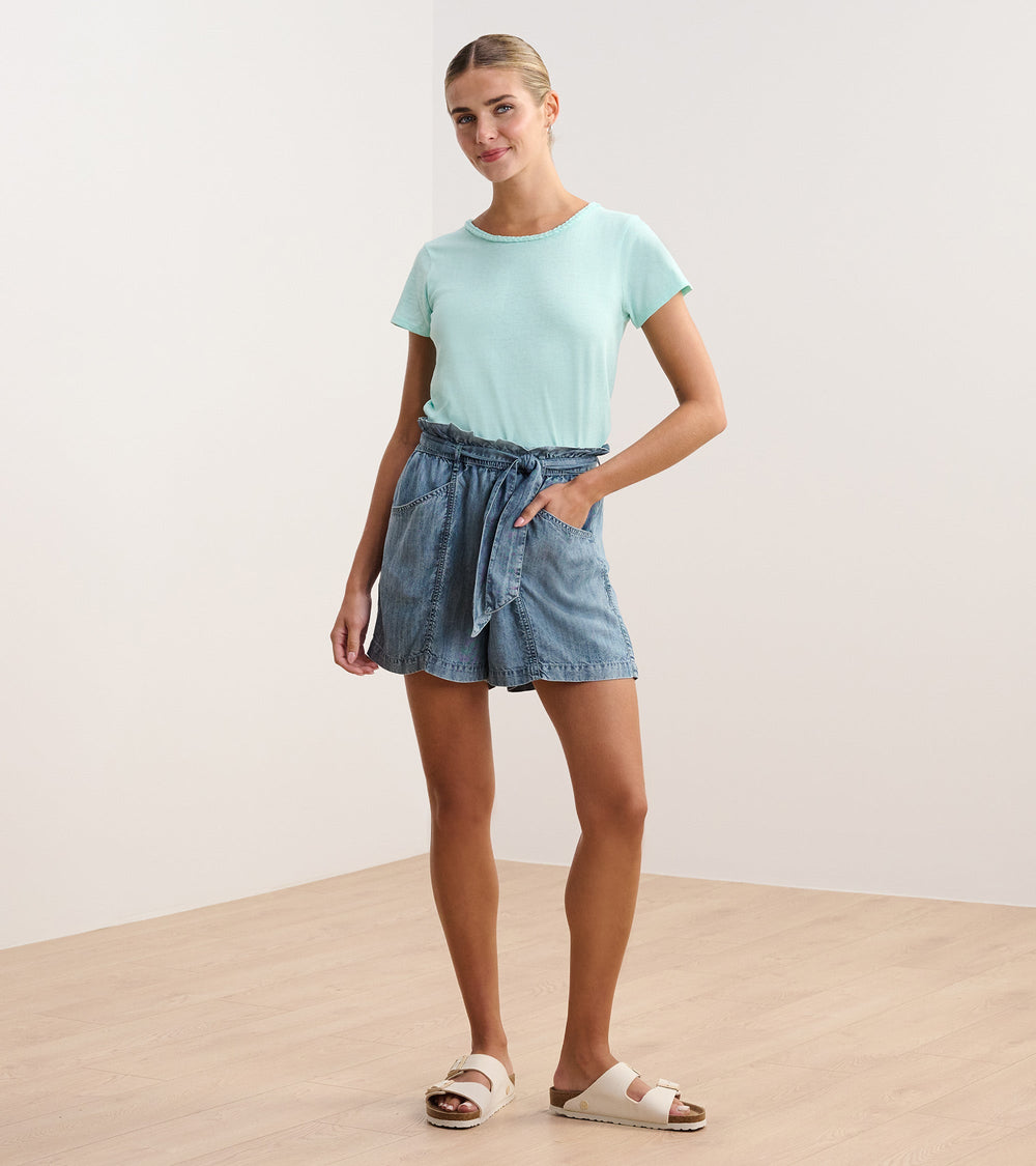 Braided Neck Tee - Aruba Blue | Hatley For Women