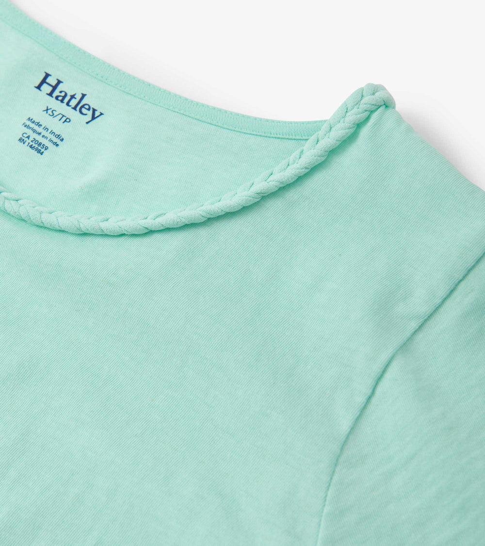 Braided Neck Tee - Aruba Blue | Hatley For Women