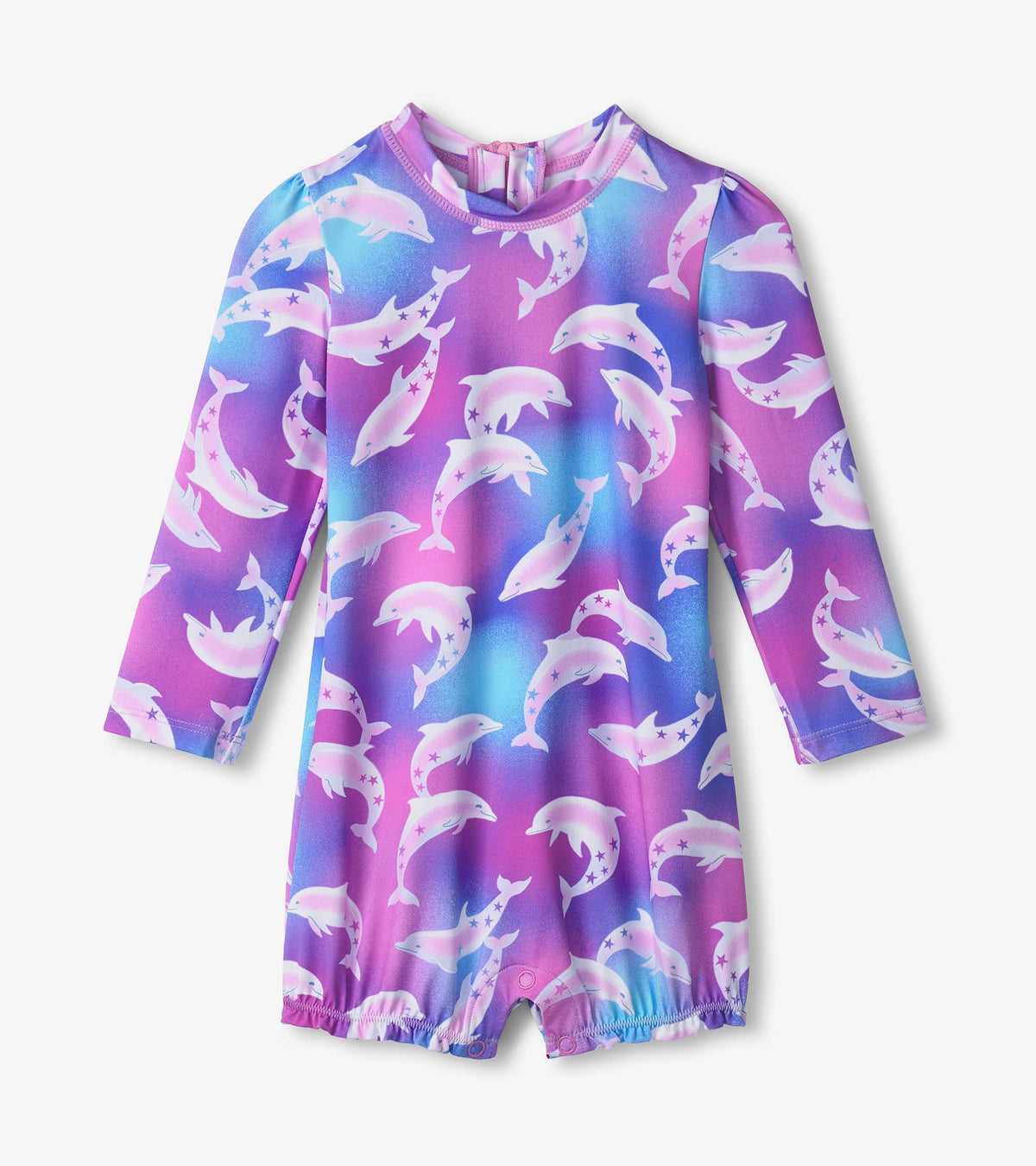 Baby Girls Airbrush Dolphins Rashguard Swimsuit | Hatley