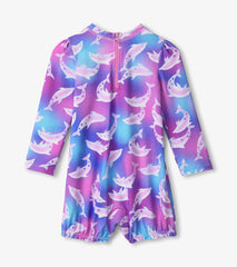 Baby Girls Airbrush Dolphins Rashguard Swimsuit | Hatley