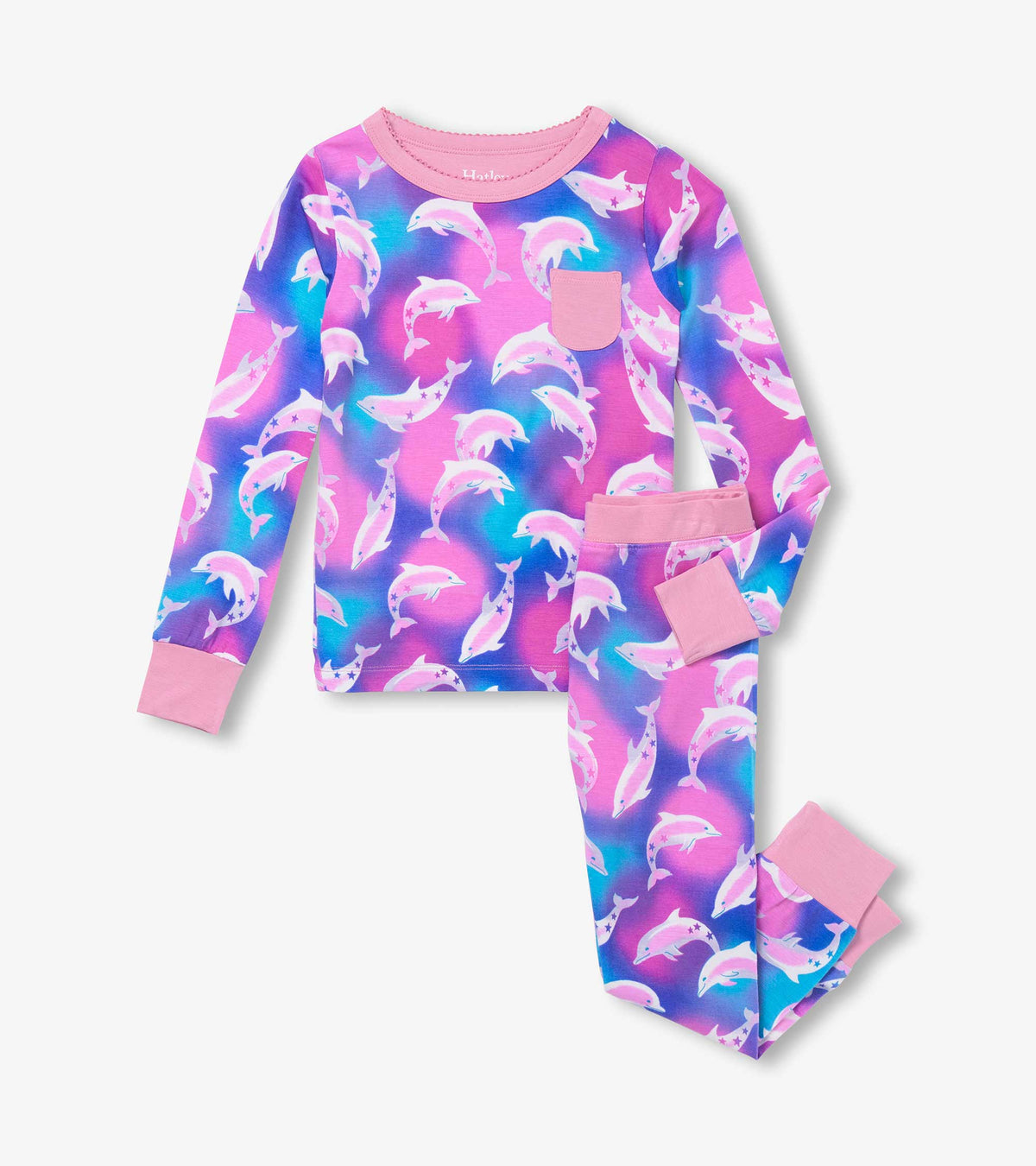Girls Airbrush Dolphins Bamboo Pajama Set | Hatley Discount Girls