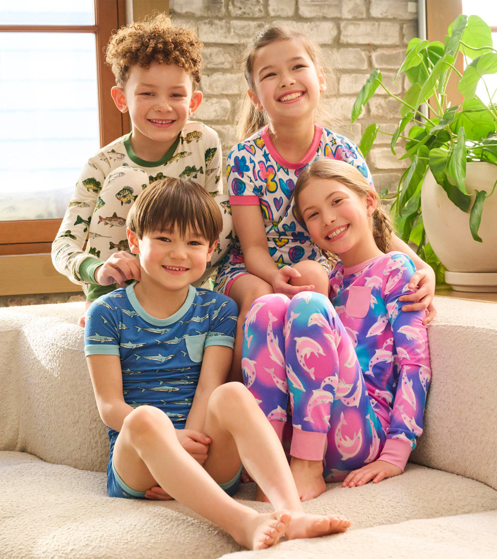 Girls Airbrush Dolphins Bamboo Pajama Set | Hatley Discount Girls
