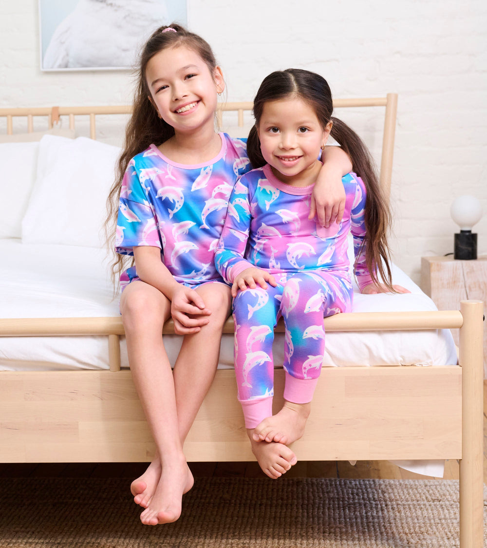 Girls Airbrush Dolphins Bamboo Pajama Set | Hatley Discount Girls
