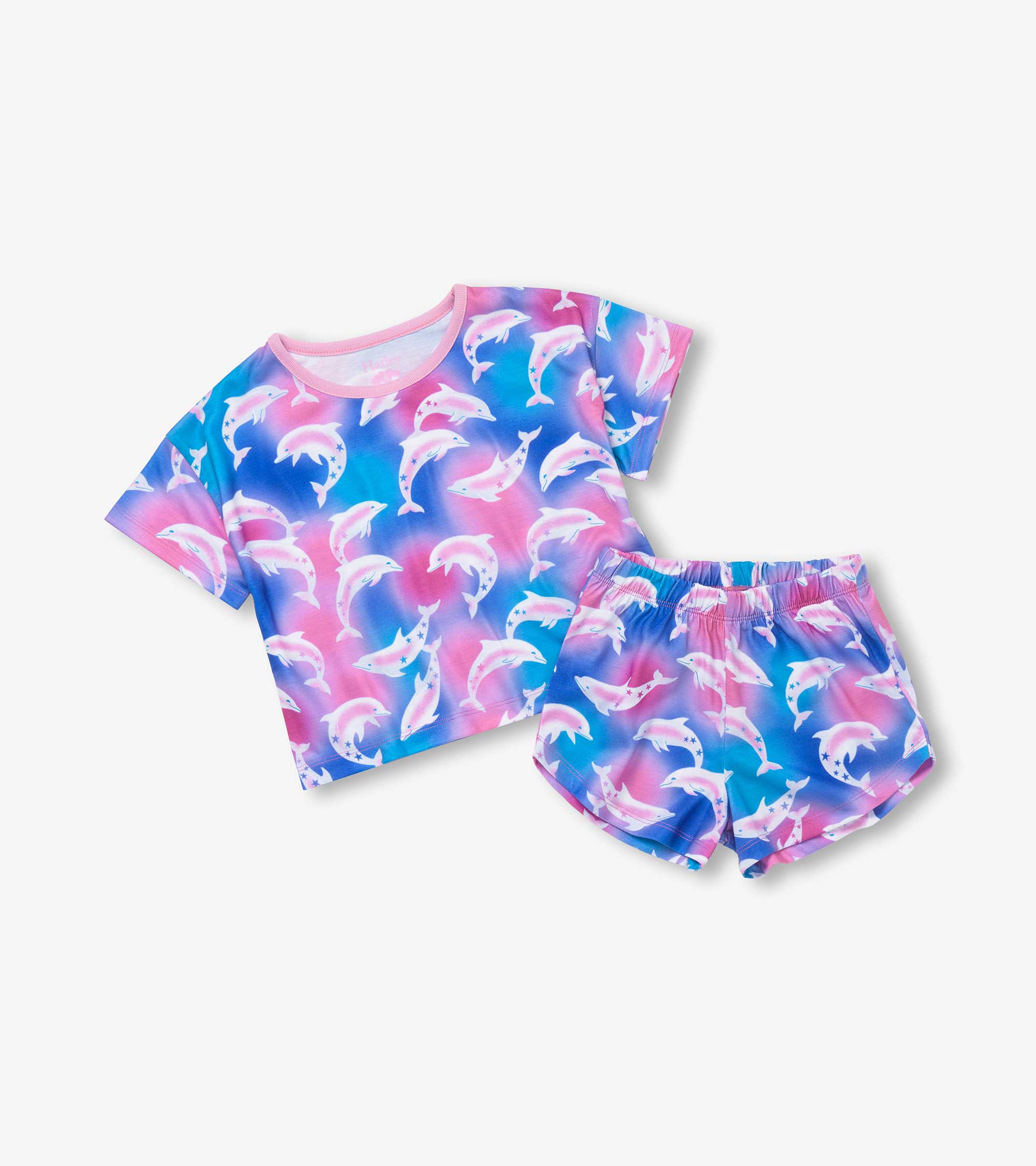 Girls Airbrush Dolphins Tee and Shorts Pajama Set | Hatley Discount Girls