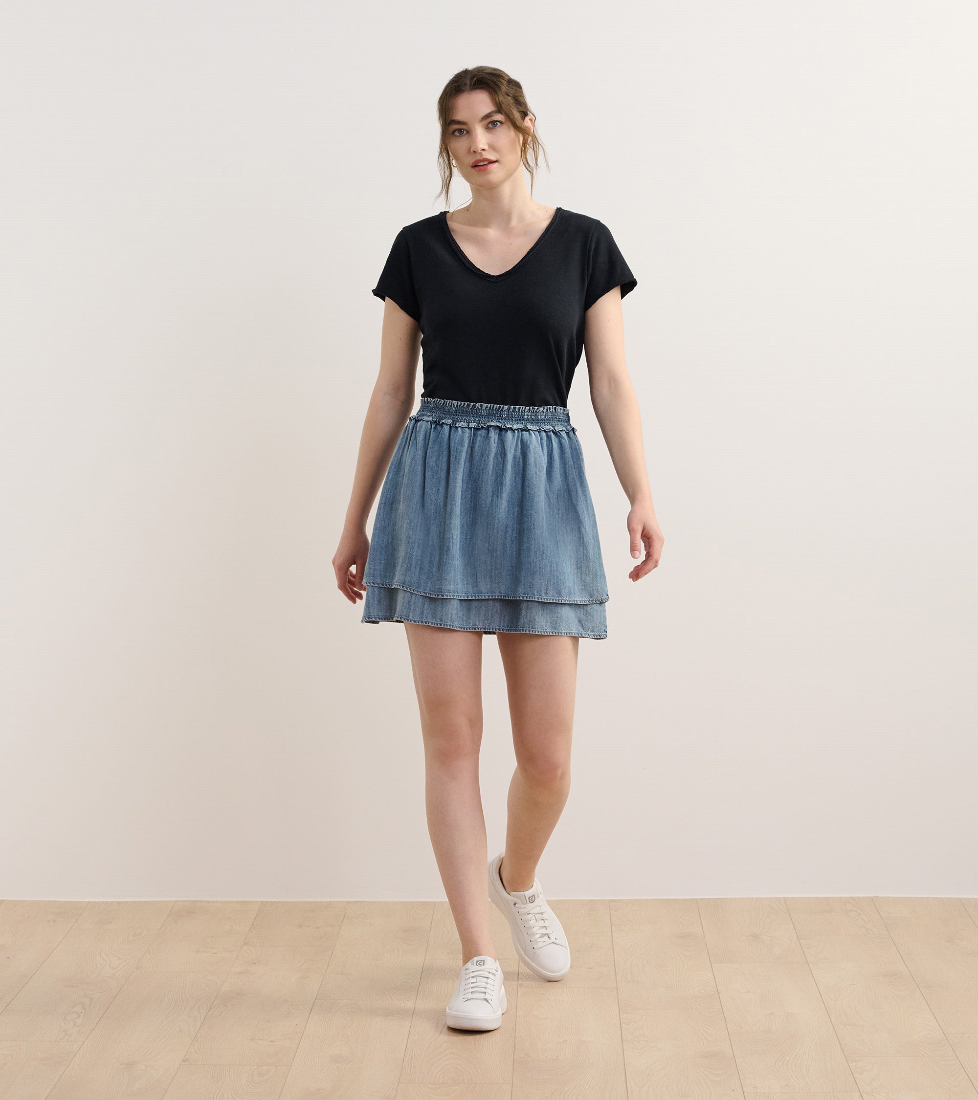 Layered Smocked Skirt - Blue Acid Wash | Hatley Discount Women