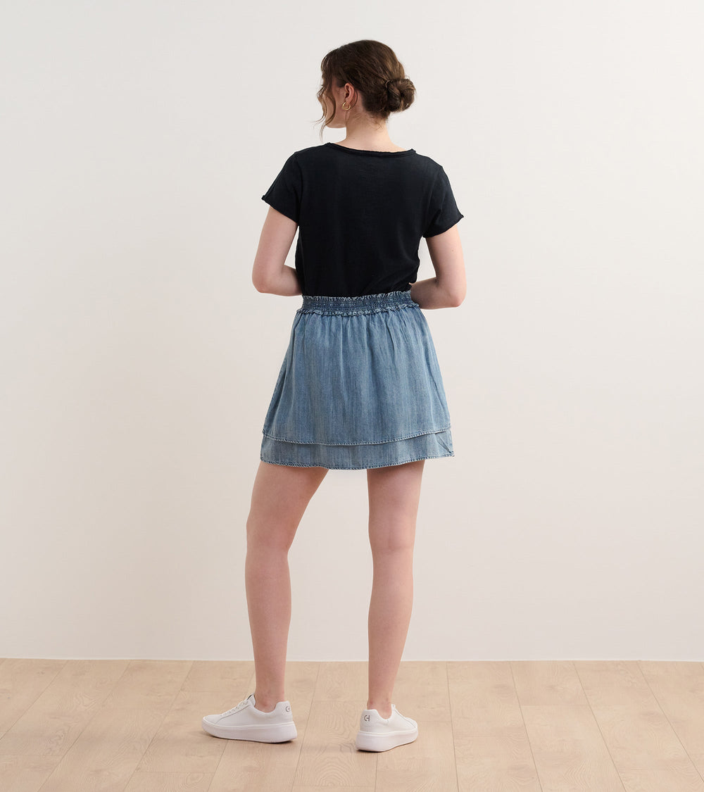 Layered Smocked Skirt - Blue Acid Wash | Hatley Discount Women