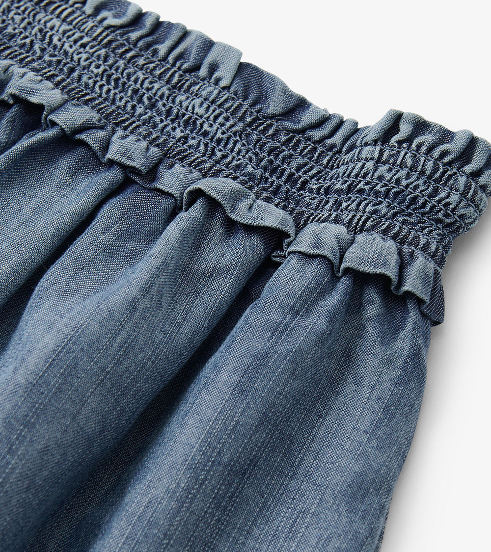 Layered Smocked Skirt - Blue Acid Wash | Hatley Discount Women