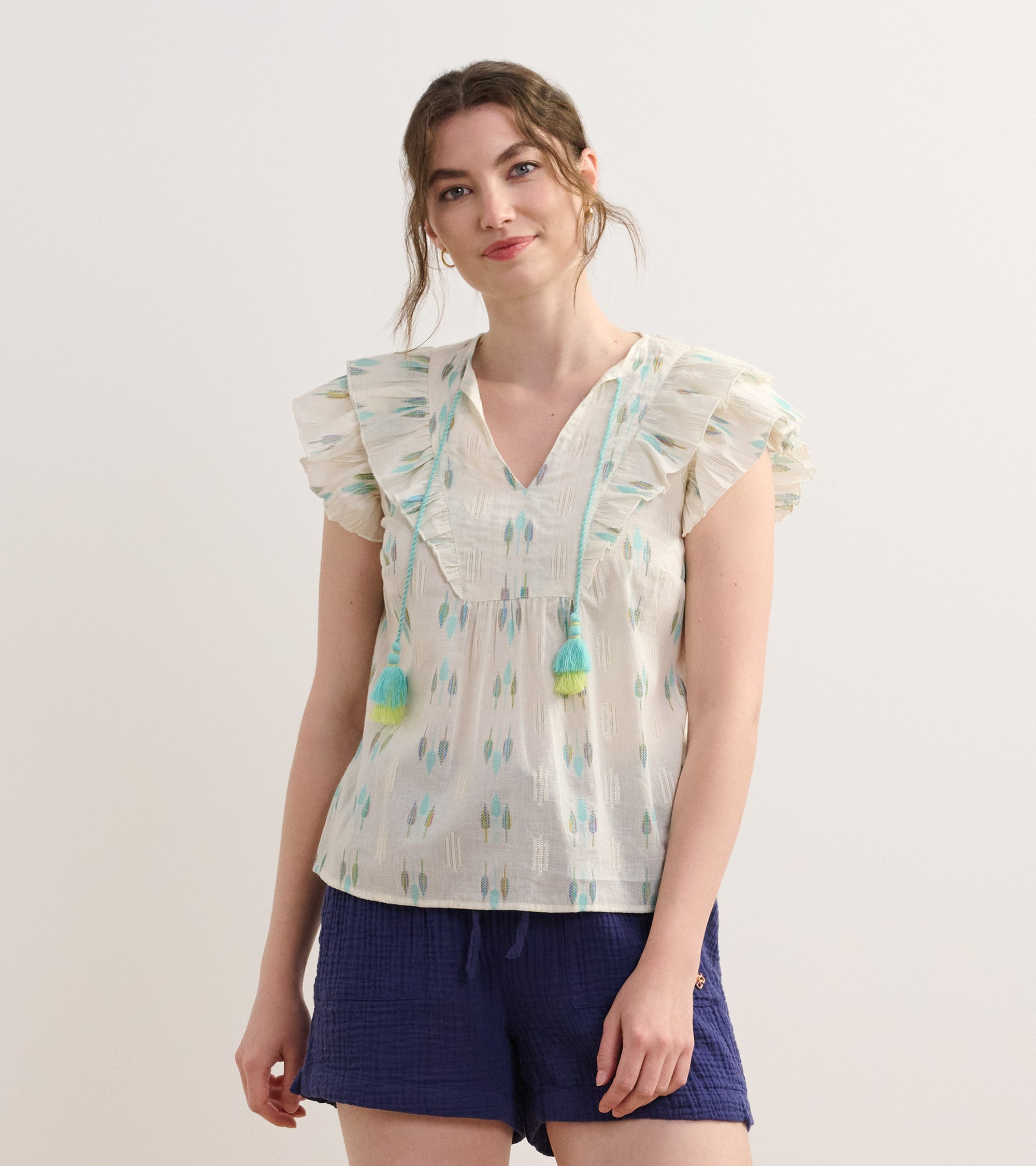 Alexa Popover - Blue Feather Ikat | Hatley For Women