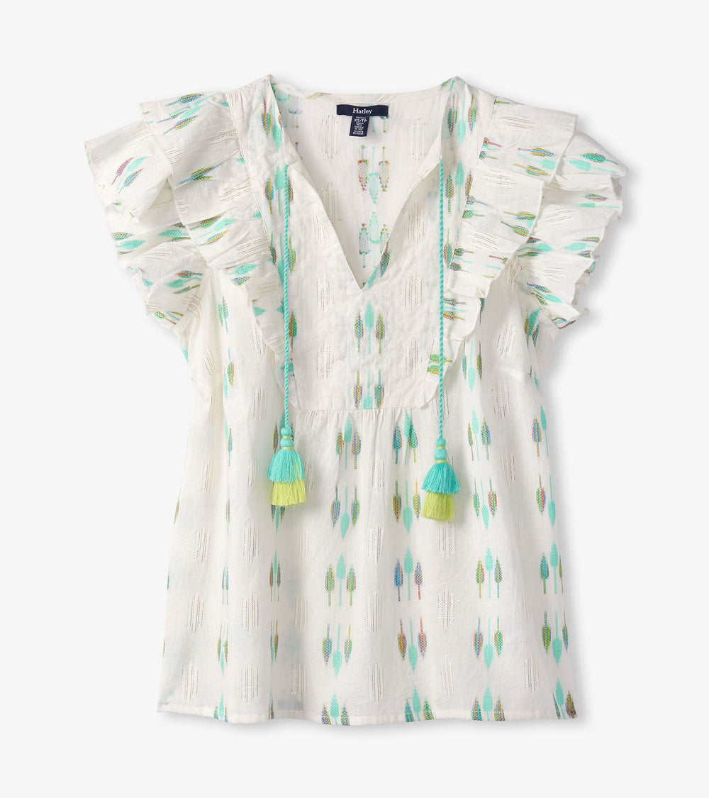 Alexa Popover - Blue Feather Ikat | Hatley For Women