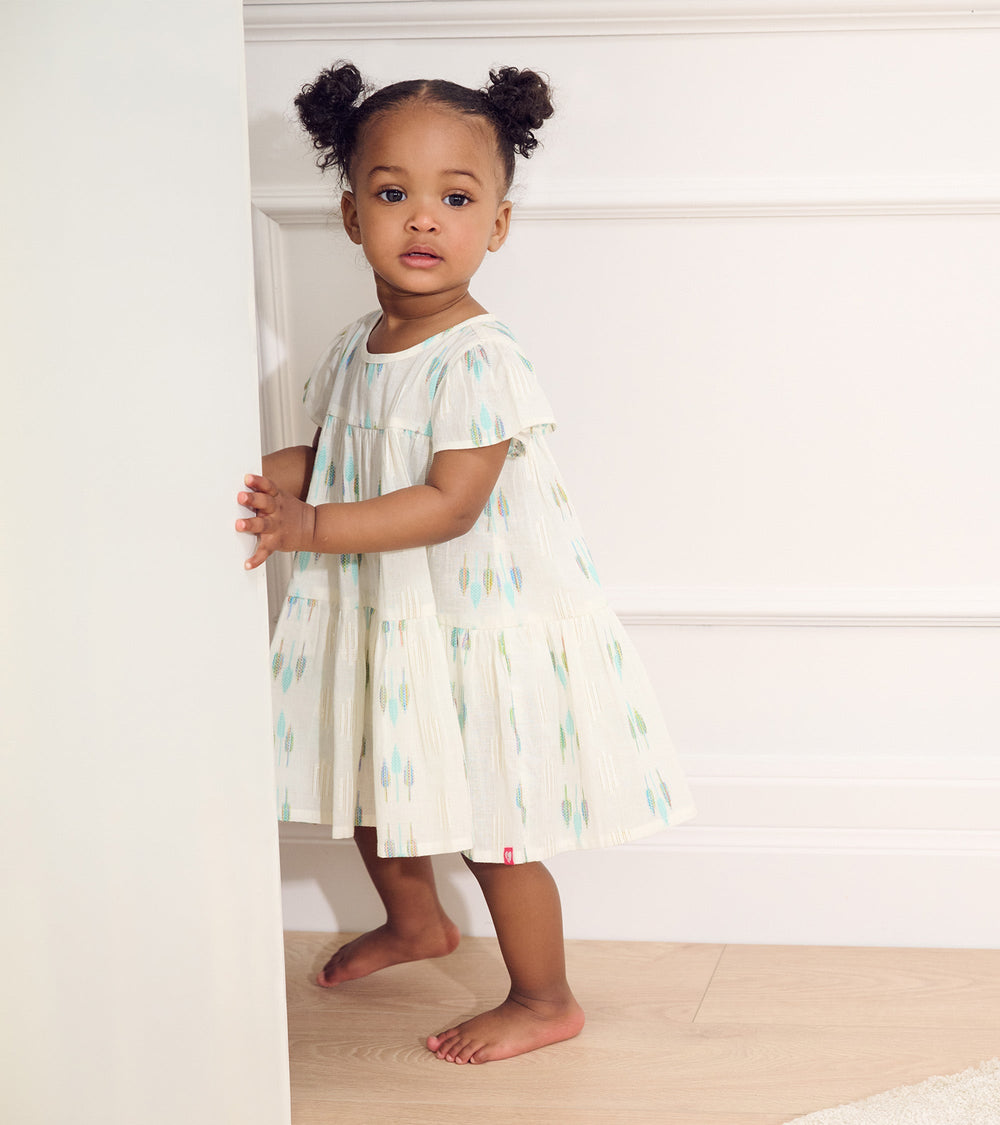 Baby & Toddler Girls Blue Feathers Woven Puff Dress | Hatley Onsale Baby & Toddler