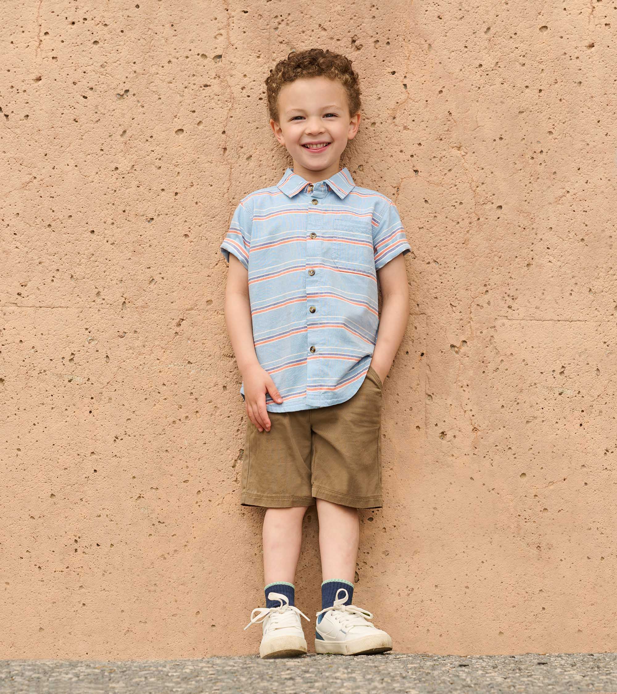 Boys Striped Blue Button Down Shirt | Hatley Boys