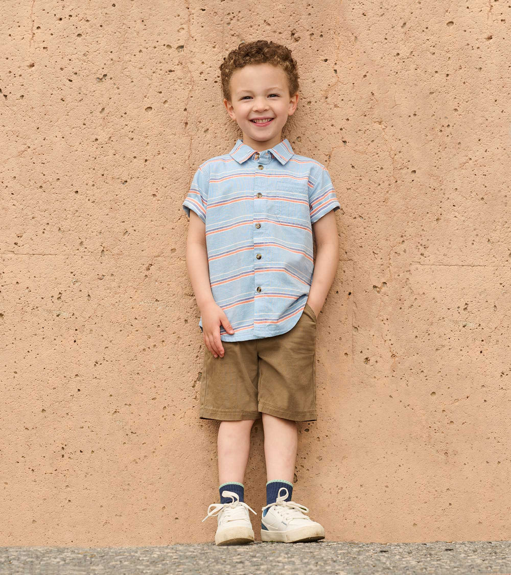 Boys Striped Blue Button Down Shirt | Hatley Boys