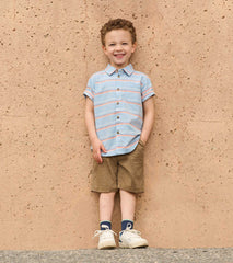 Boys Striped Blue Button Down Shirt | Hatley Boys