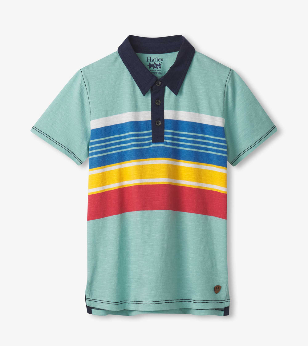 Boys Striped Teal Polo Tee | Hatley Onsale Boys