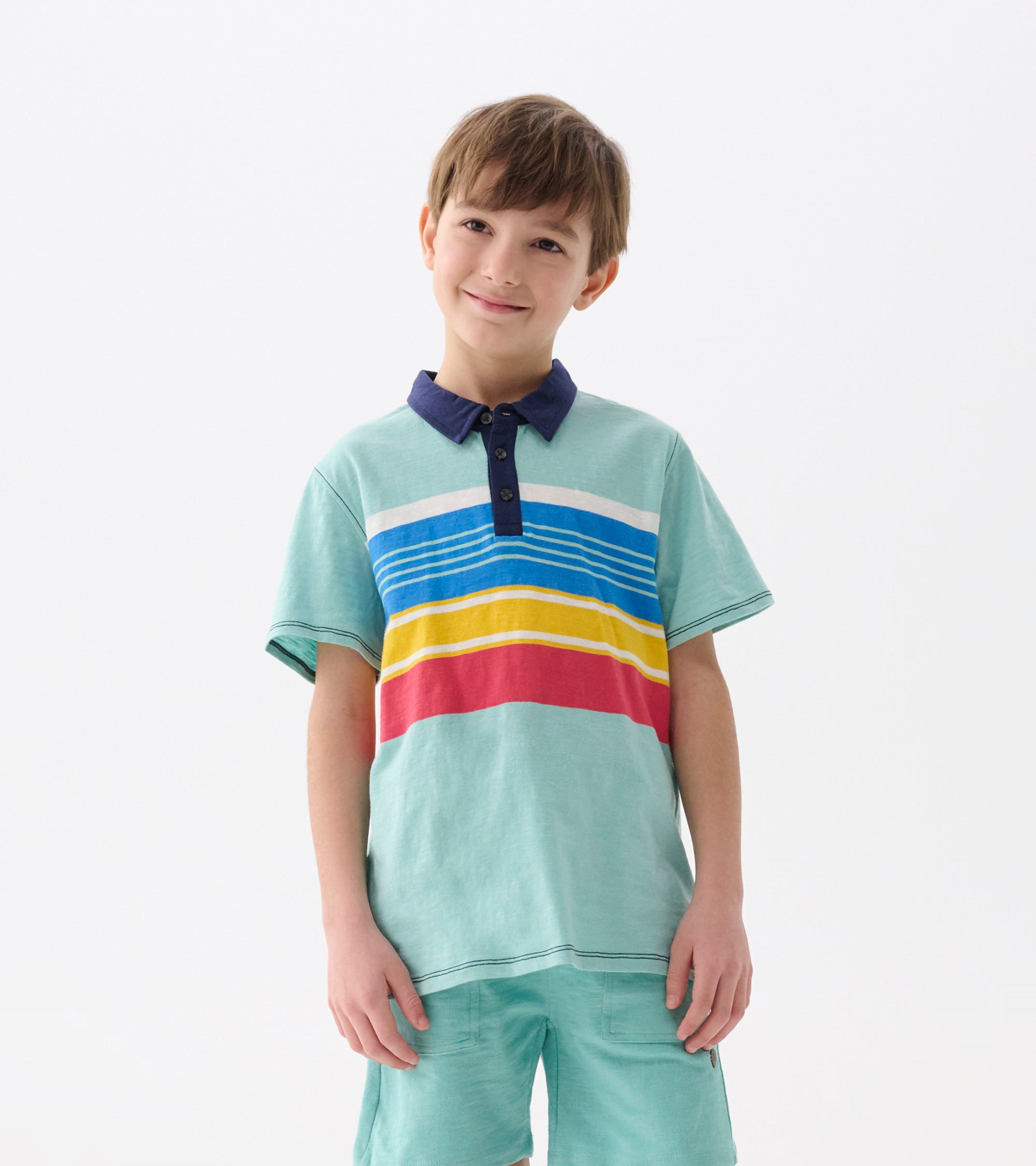 Boys Striped Teal Polo Tee | Hatley Onsale Boys