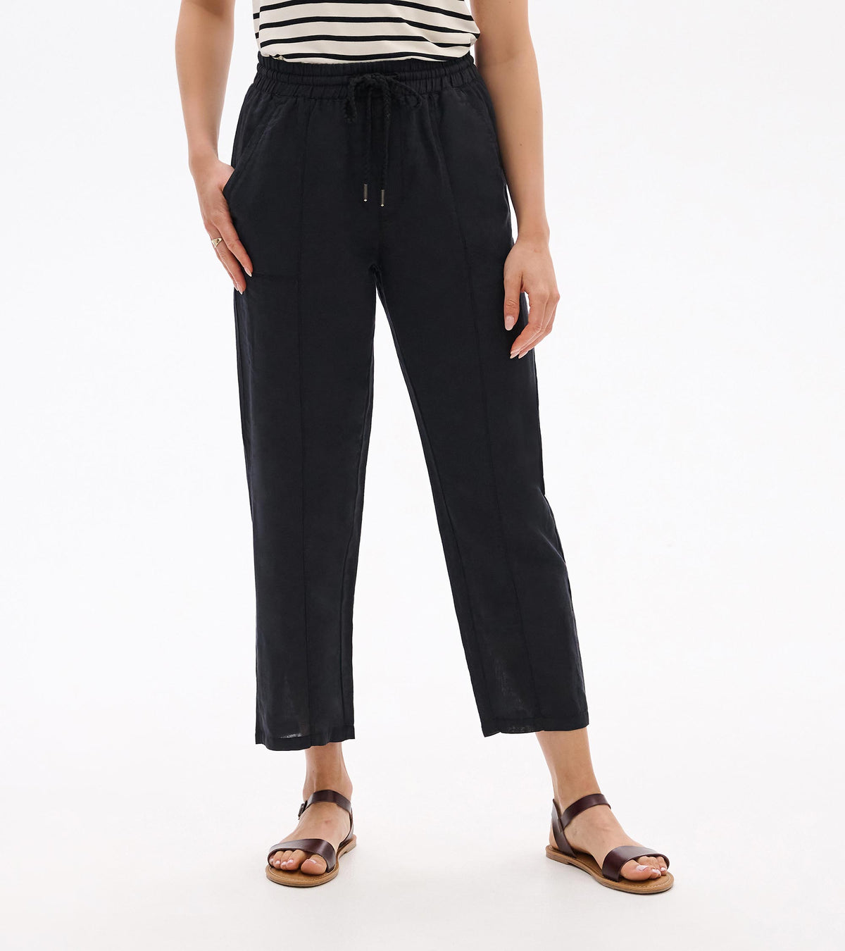 Straight Leg Linen Pants - Black | Hatley Women