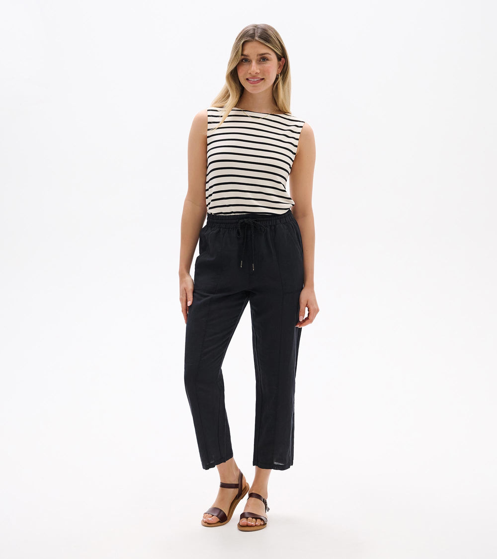 Straight Leg Linen Pants - Black | Hatley Women