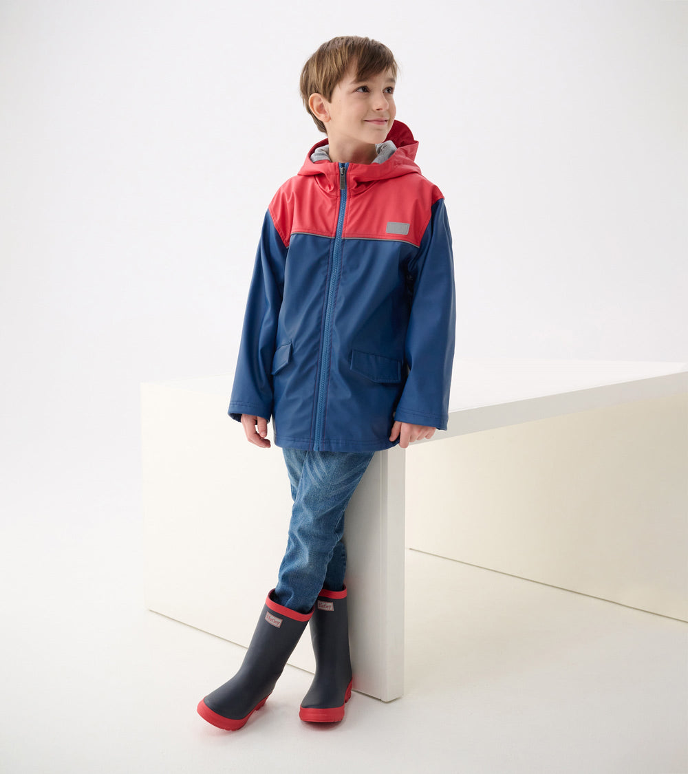 Boys Red & Navy Zip-Up Rain Jacket | Hatley Onsale Boys