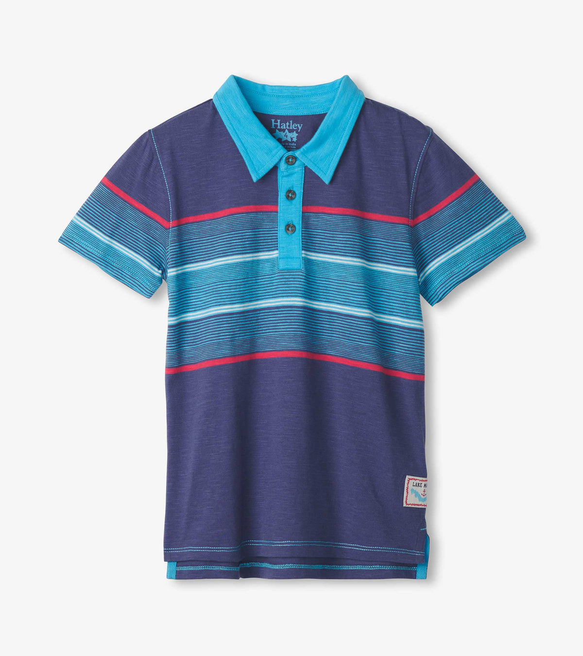 Boys Striped Blue Polo Tee | Hatley Boys