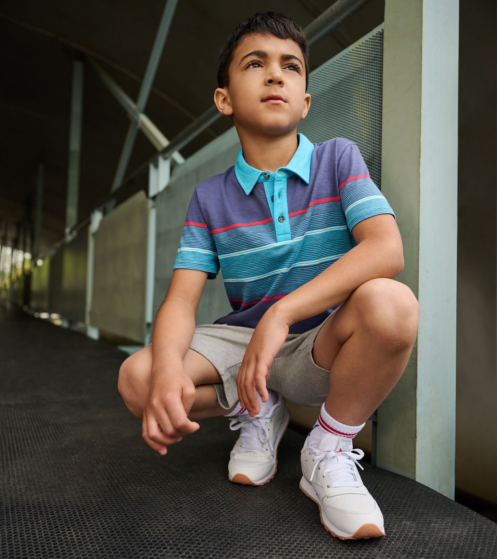 Boys Striped Blue Polo Tee | Hatley Boys
