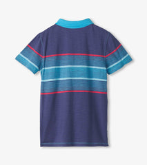 Boys Striped Blue Polo Tee | Hatley Boys